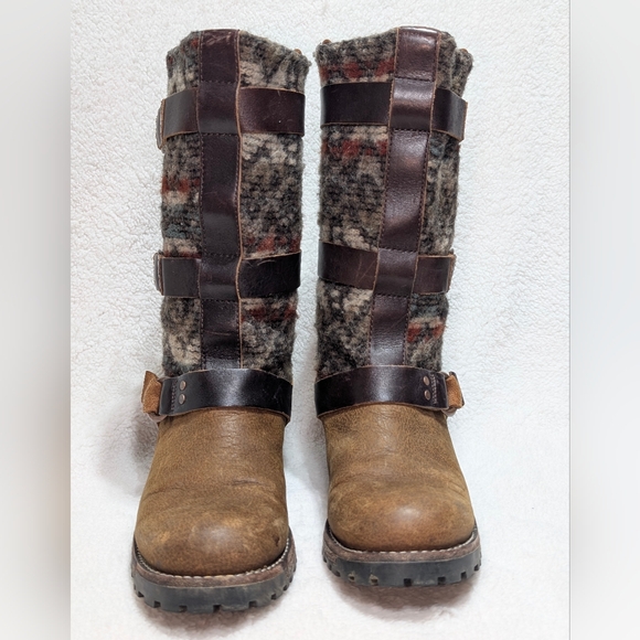 Woolrich Women's 7 Rio Grande Brown Sugar Southwest Blanket Wool Leather Boots - Picture 2 of 9